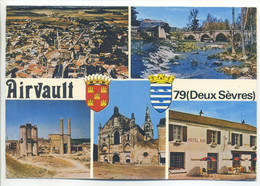 CPSM [79] Deux-Sèvres - AIRVAULT - Vue Aérienne Du Bourg, Pont De Soulieures, Cimenterie, Hôtel "Chênes Verts", Eglise - Airvault