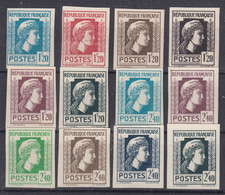 FRANCE : MARIANNE D'ALGER LOT DE 12 ESSAIS DE COULEUR NON DENTELES NEUFS SANS GOMME - Color Proofs 1900-1944