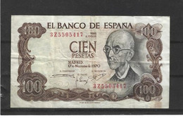 BILLET ESPAGNE 100 PESETAS TB 1970     3 Z 55054417 - 100 Pesetas