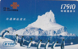 CHINA - Pinguins, China Unicom(IP) Prepaid Card Y100, Exp.date 31/08/09, Used - Pinguini