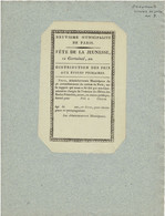 Document Livre De Prix Fete De La Jeunesse 10 Germinal An 7 - Diplômes & Bulletins Scolaires