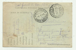 CARTOLINA REGIO ESERCITO 26  FANTERIA 1916 ARMA DI TAGGIA - Stamped Stationery