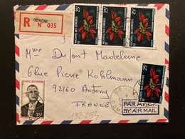 LR Pour La FRANCE TP DE GAULLE 35F + EUPHORBIA PULCHERRIMA25F X4 OBL.12-10 1972 DOMONI - Lettres & Documents