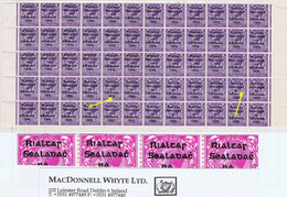 Ireland 1922 Thom Rialtas Ovpt In Blue-black On 3d Violet, Block Of 60 With "R Over SE' And "Ei Over 1" Mint - Neufs