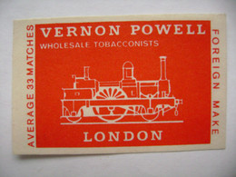 VERNON POWELL Wholesale Tabacconists LONDON - 33 Matches - Matchbox Label (5,5 X 3,5 Cm) Czechoslovakia Export UK - Zündholzschachteletiketten