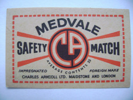 MEDVALE Charles Arkcoll Ltd. Maidstone And London 33 Matches - Matchbox Label (5,5 X 3,5 Cm) Czechoslovakia Export UK - Zündholzschachteletiketten