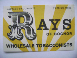 RAYS OF BOGNOR Wholesale Tabacconists - 33 Matches - Matchbox Label (5,5 X 3,5 Cm) Czechoslovakia Export UK - Zündholzschachteletiketten