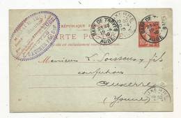 Entier Postal Sur Carte Postale, GARE DE TROYES,AUBE, AUXERRE ,1910,  2 Scans - Standard Postcards & Stamped On Demand (before 1995)