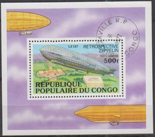 République Populaire Du  CONGO  LZ 127 Rétrospective Zeppelin    POSTE AERIENNE 500F  Cachet BRAZZAVILLE Année 1977 - Oblitérés