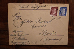 1945 Gera Borås Schweden Luftpost Durch Flugpost Air Mail Cover Deutsches Reich Allemagne Cover Postflug Zensur Censor - Lettres & Documents