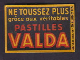 Ancienne étiquette  Allumettes France   Années 30/40 Coq Pastilles Valda - Zündholzschachteletiketten