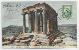 GRECE 5C AP AU RECTO CARTE NIKHE OBL  ROND 1907 +MENTION ATHENES - Cartas & Documentos