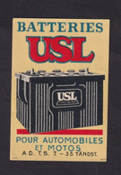 Ancienne étiquette  Allumettes France   Années 30/40 Batteries USL Pour Automobiles Et Motos - Zündholzschachteletiketten