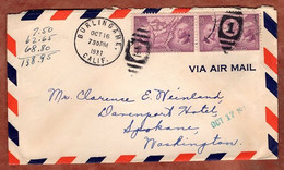 Luftpost, Nordwest-Territorium, Burlingame Nach Washington 1937 (13276) - Briefe U. Dokumente