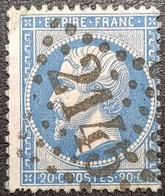 N°22. Variété. Napoléon 20c Bleu. Oblitéré Losange G.C. N°2145 Lyon - 1862 Napoleon III