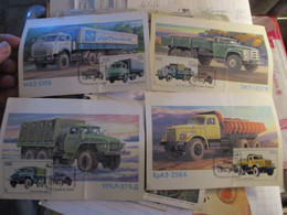 Ancien S Camion S Russe S  Carte Postale Timbrée Oblitéré 1986 - Camiones