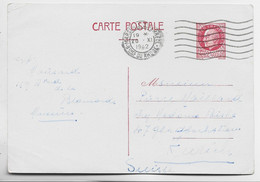 FRANCE ENTIER 2FR40 PETAIN CP MARSEILLE 20.XI.1942 POUR SUISSE AU TARIF - 1941-42 Pétain