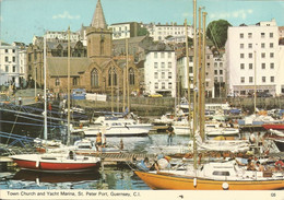 UK - CHANNEL ISLANDS - JERSEY - TOWN CHURCH AND YACHT MARINA, ST. PETER PORT, GUERNSEY - 1979 - Guernsey