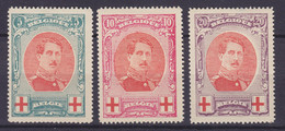 Belgium 1915 Mi. 110-12 A Red Cross Rotes Kreuz Croix Rouge Perf. 14 Complete Set, MH* (2 Scans) - 1914-1915 Croix-Rouge