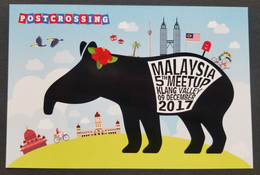 Malaysia Postcrossing 2017 Tapir Bird Bicycle Tower Kite Postbox (postcard) MNH *signed - Malaysia (1964-...)