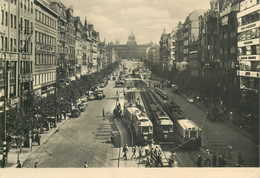 Postcard Czech Republic Prague Wenceslas Square Tramway - Tschechische Republik