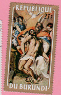 1972 BURUNDI Pasqua Dipinti Religione El Greco : The Holy Trinity - 27 FBu Usato - Gebruikt