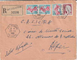 ALGERIE Devant De  Lettre Recommandée Cachet Hexagonal Pointillé AIT BOUADDOU Tizi Ouzou 23/11/1961 - Covers & Documents