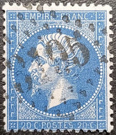 N°22. Variété. Napoléon 20c Bleu. Oblitéré Losange G.C. N°3195 Ronchamp - 1862 Napoleon III