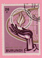 1969 BURUNDI Posta Aerea Diritti Umani Human Rights Flame, Hand And Globe - 26 F Usato - Used Stamps
