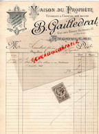 16- ANGOULEME- RARE FACTURE B. GAILLEDRAT -MAISON DU PROPHETE-VETEMENTS CHEMISES-10 RUE HALLES CENTRALES-1890 - Textilos & Vestidos