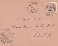 ALGERIE Lettre Sous Préfecture Cachet Hexagonal Pointillé DJANET OASIS 23/2/1961 Pour Alger - Covers & Documents