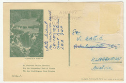 Croatia Emigration Plitvice Illustrated Postal Card (printed In Madrid) Posted 1972 Great Britain To Austria B221201 - Kroatië