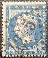 N°22. Napoléon 20c Bleu. Oblitéré Losange G.C. N°4245 Villefranche-sur-Saône - 1862 Napoleon III