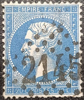 N°22. Variété. Napoléon 20c Bleu. Oblitéré Losange G.C. N°2145 Lyon - 1862 Napoleon III