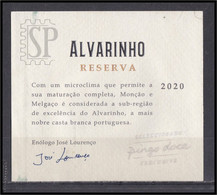 Portugal 2020 Etiquette White Wine Vinho Verde Alvarinho Reserva Monção Melgaço Pingo Doce - Vino Blanco