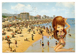 Espagne  GANDIA -- La Plage  ( Illustrateur ??? ..Baigneuse  1er Plan..)........à Saisir - Altri & Non Classificati