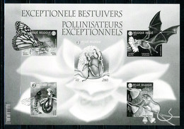 BE   F 4847 - 4851  /  BL276   ---   2019   --  Pollinisateurs Exceptionnels  --  Cachet à Sec De La Poste - Schwarz-weiß Kleinbögen [ZN & GC]