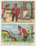 Lot De 2 Cartes Fantaisie - Illustrateur Jean De PREISSAC - La Chasse Et Le Chasseur... - Preissac