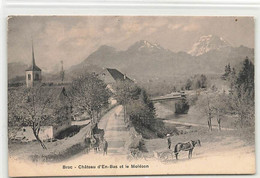 Broc Château D'En-Bas Et Le Moléson  - Attelage Cheval Morel 188 A 1905 Cachet Bulle - Bulle