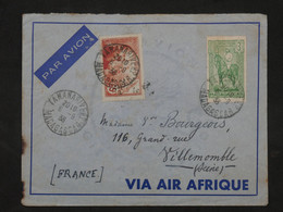 B I 10 MADAGASCAR BELLE LETTRE  1938 TANANARIVE  A VILLEMONBLE ++++AFFRANCH. INTERESSANT++ - Lettres & Documents