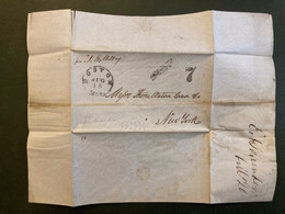 LETTRE (PLI) Datée Buenos Ayres June 11th 1857 OBL. AUG 15 BOSTON + TAXE 7 + Par S.H. MILLAY - …-1845 Prephilately