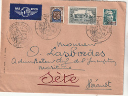 ALGERIE Lettre Cachet Illustré Journée Du Timbre ORAN 10/3/1951 Pour Sète Hérault - Covers & Documents