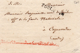 "Général Cdt La 10ème Région Militaire" Lettre Signée De Toulouse à Capendu Le 11/2/18 16 - Marques D'armée (avant 1900)