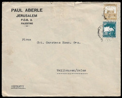 PALESTINE HOLY LAND - ADVERTISING COVER TO GERMANY 2m Yv.33, 13m Yv.72 PAUL ABERLE JERUSALEM - Palästina