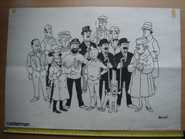 Affiche - Tintin & Milou, Capitaine Haddock, Dupond Et Dupont Ect --- Hergé - Casterman Tournai - 55cm Sur 38cm (RARE) - Manifesti & Offsets