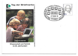 2000.10.27 Internet Computers Postal Stationery Sindelfingen Technics Science Child Using Laptop - Briefe U. Dokumente