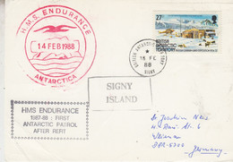 British Antarctic Territory (BAT) Card  Ca HMS Endurance Ca Signy 15 FE 1988 (AT157) - Covers & Documents