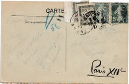 FRANCE - CARTE TAXEE CHAMONIX POUR PARIS 1921 A PRIORI -TRICHE- TIMBRE TAXE MAROC UTILISE SUR CARTE POUR FRANCE - Cartas & Documentos