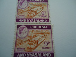 RHODESIA  NYASALAND  2  USED TRAIN   TRAINS - Rhodesia & Nyasaland (1954-1963)