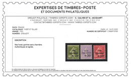 YV 275 à 277 N** Signés Calves + Certificat , Très Frais , 5eme Série Complète Cote 675+ Euros - Unused Stamps